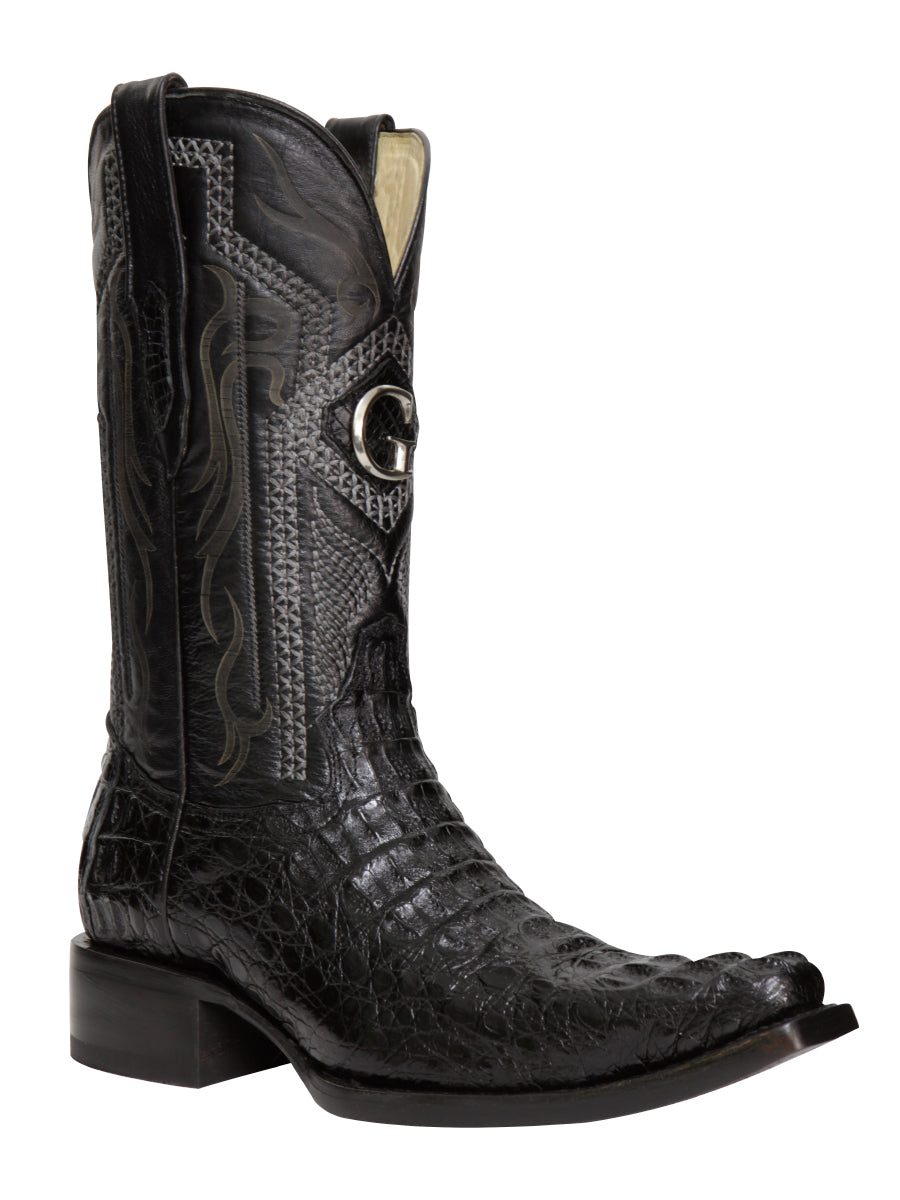 El General Men's Exotic Hornback Caiman Nuca Cowboy Boots - Black 45081