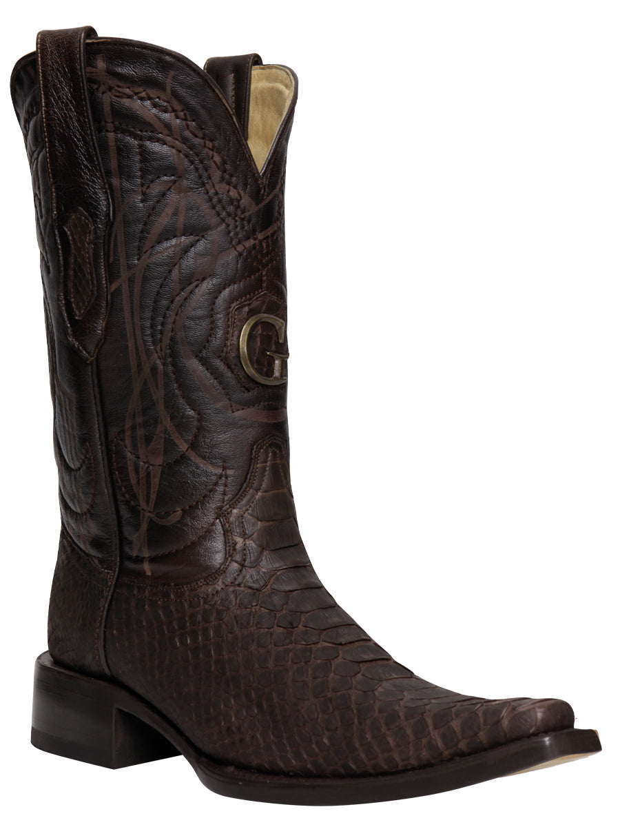 Botas vaqueras de piel de pitón exótica para hombre El General - Marrón 45088