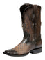 El General Men's Full Grain Leather Square Toe Cowboy Boot  - Laser Engraved Gray 45172