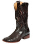 El General Men's Full Grain Leather Square Toe Cowboy Boot  - Laser Engraved Brown 45173
