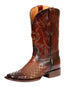 El General Men's Full Grain Leather Square Toe Cowboy Boot  - Laser Engraved Tobacco 45174