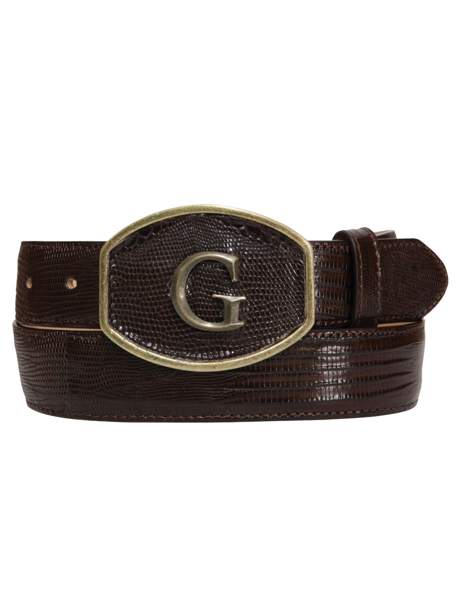 Cinturón vaquero de piel de lagarto exótico El General - Marrón 45302