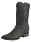 El General Men’s Leather Cowboy Boots Petatillo Woven Pattern - Black 45400