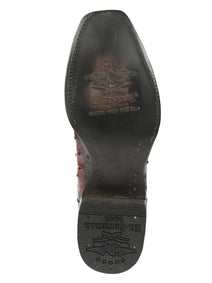 El General Men's Exotic Ostrich Leather Cowboy Boots - Brown  45516