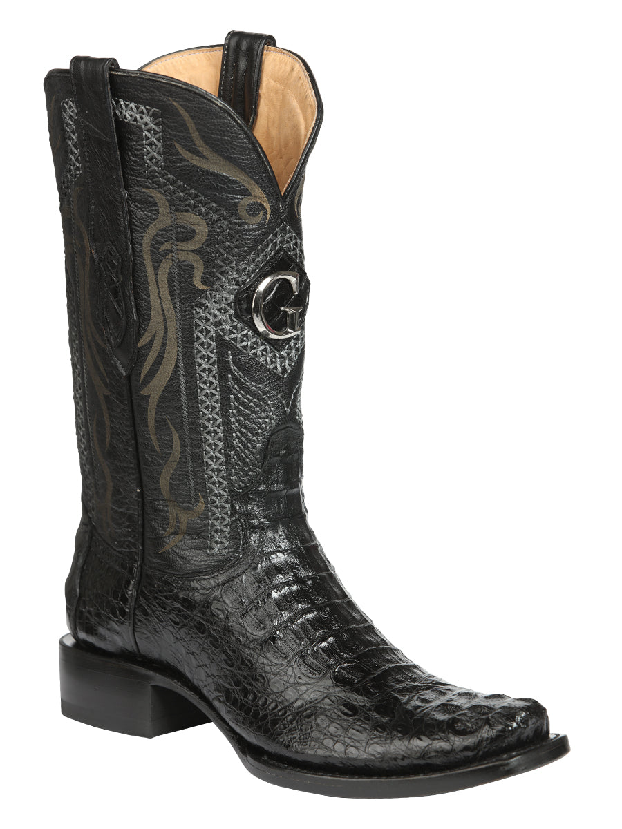 El General Men's Exotic Hornback Caiman Nuca Cowboy Boots - Black 45521