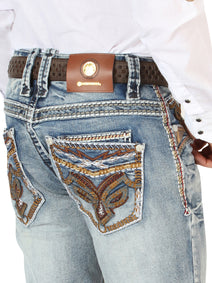 Centenario Men's Premium Denim Boot Cut Pants - Dark Blue 45530