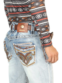 Centenario Men's Premium Denim Boot Cut Pants - Light Blue 45531