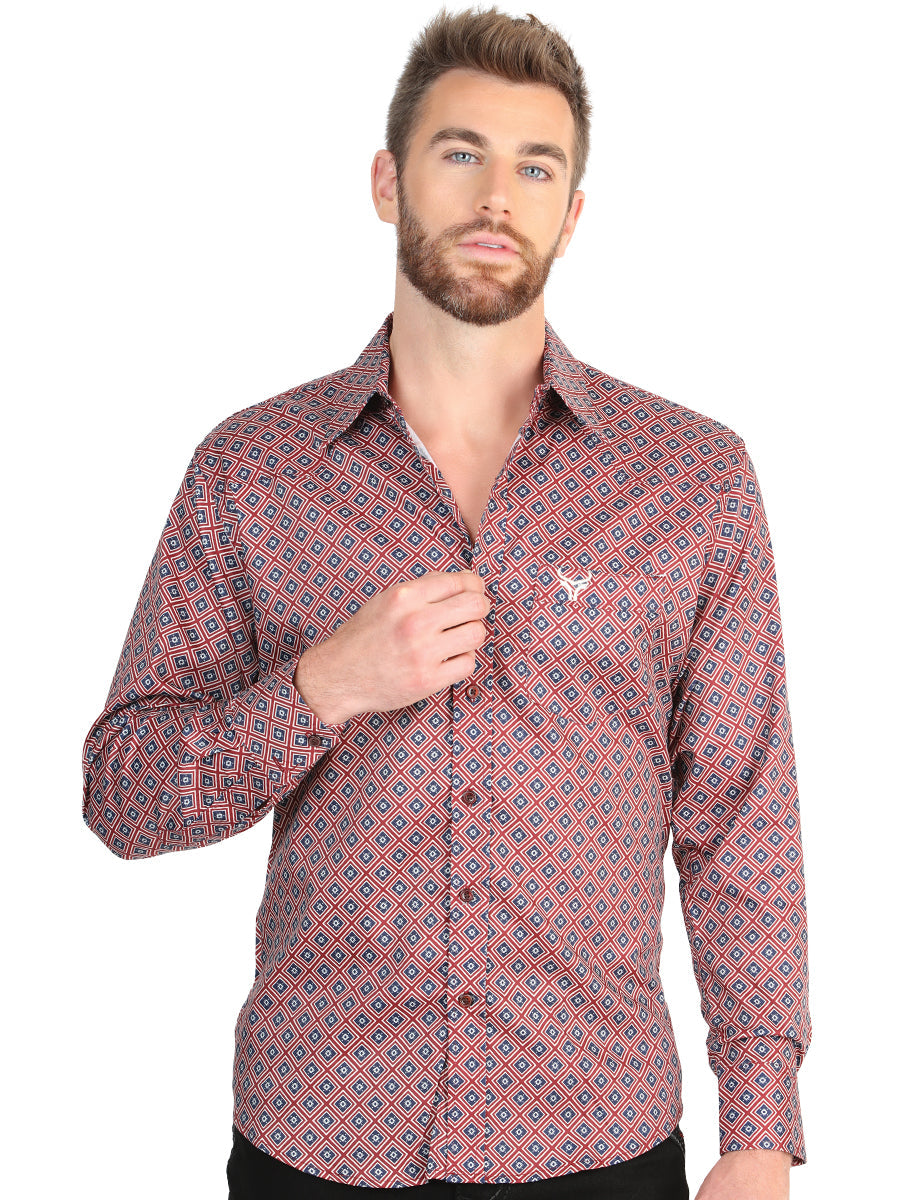 Camisa vaquera de manga larga El General para hombre - Burdeos 45608