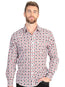 El General Men’s Long Sleeve Western Shirt - White/Red 45610