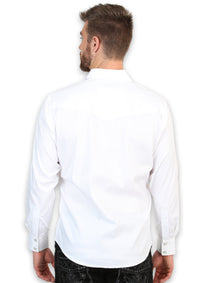 El General Men’s Long Sleeve Western Shirt - White 45613