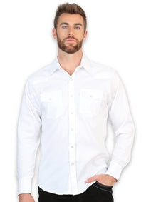 El General Men’s Long Sleeve Western Shirt - White 45613
