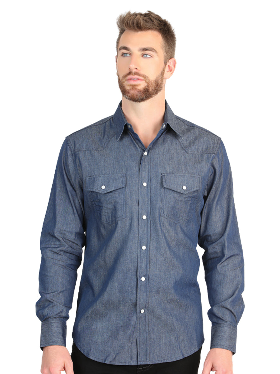 Camisa vaquera de manga larga El General para hombre - Azul Denim 45619