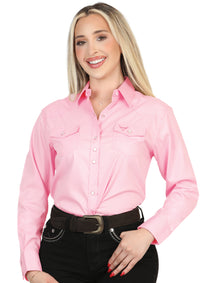 El General Women’s Long Sleeve Western Shirt - Light Pink Stretch  45621