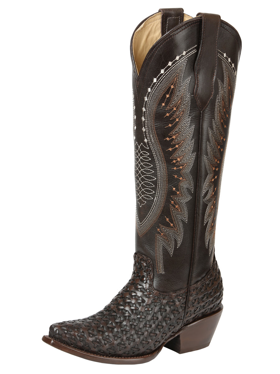 Botas Vaqueras Bordadas para Mujer El General - Choco 45782