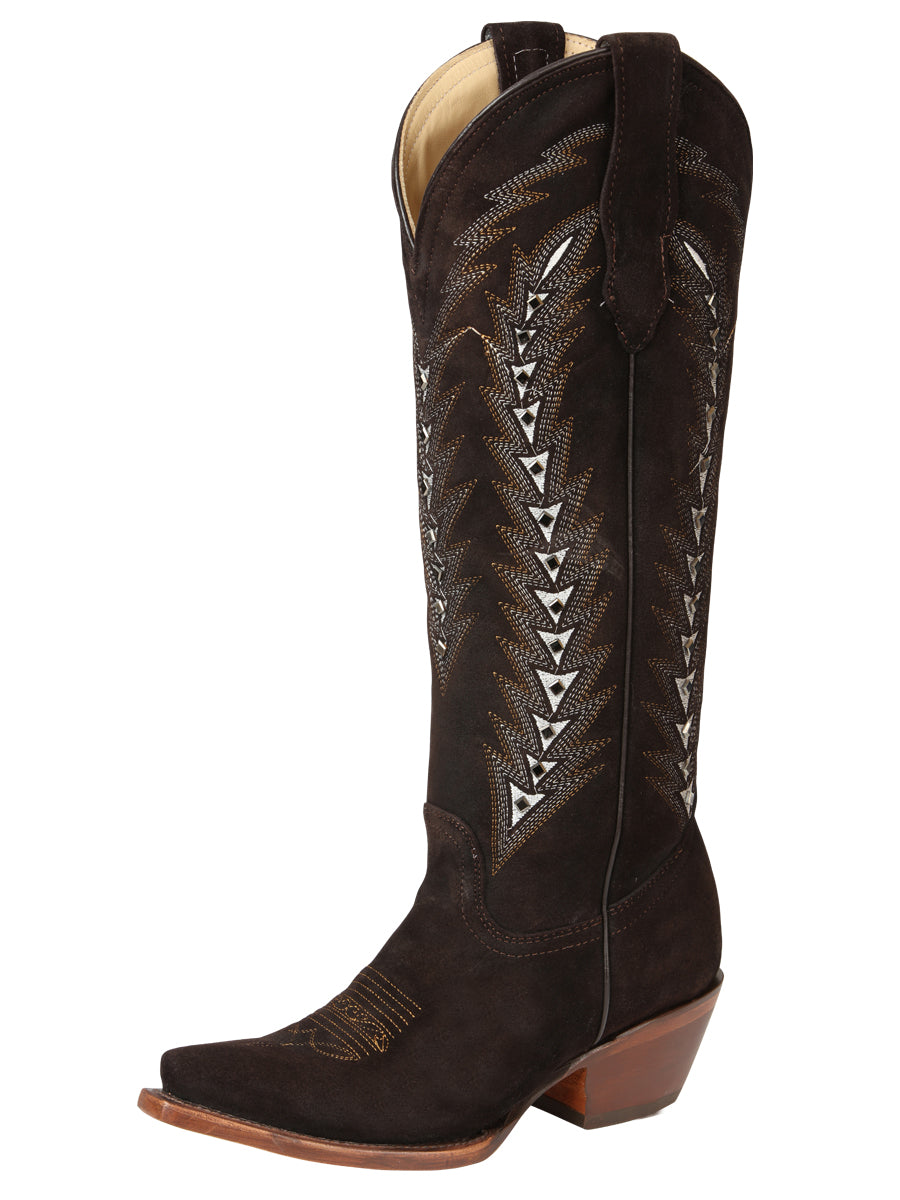Botas vaqueras bordadas para mujer El General - Marrón oscuro 45789