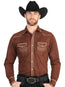 Camisa Western de Manga Larga para Hombre El General de Gamuza - Marrón 45884