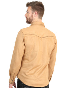 El General Men’s Long Sleeve Western Shirt Suede - Khaki 45885