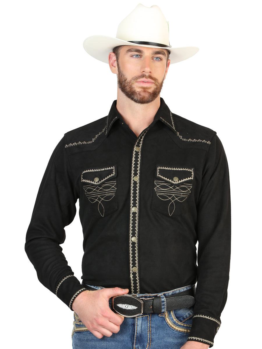 Camisa vaquera de manga larga de ante El General para hombre - Negra 45886