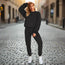👚 Women's Solid Color Round Neck Pullover Sweatshirt & Pants Set