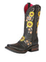 Bota de rodeo El General para mujer - Marrón oscuro/Girasoles 51149