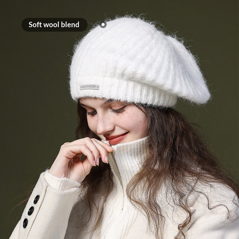 Gorro de lana cómodo para mujer – Gorro suave y cálido de otoño e invierno