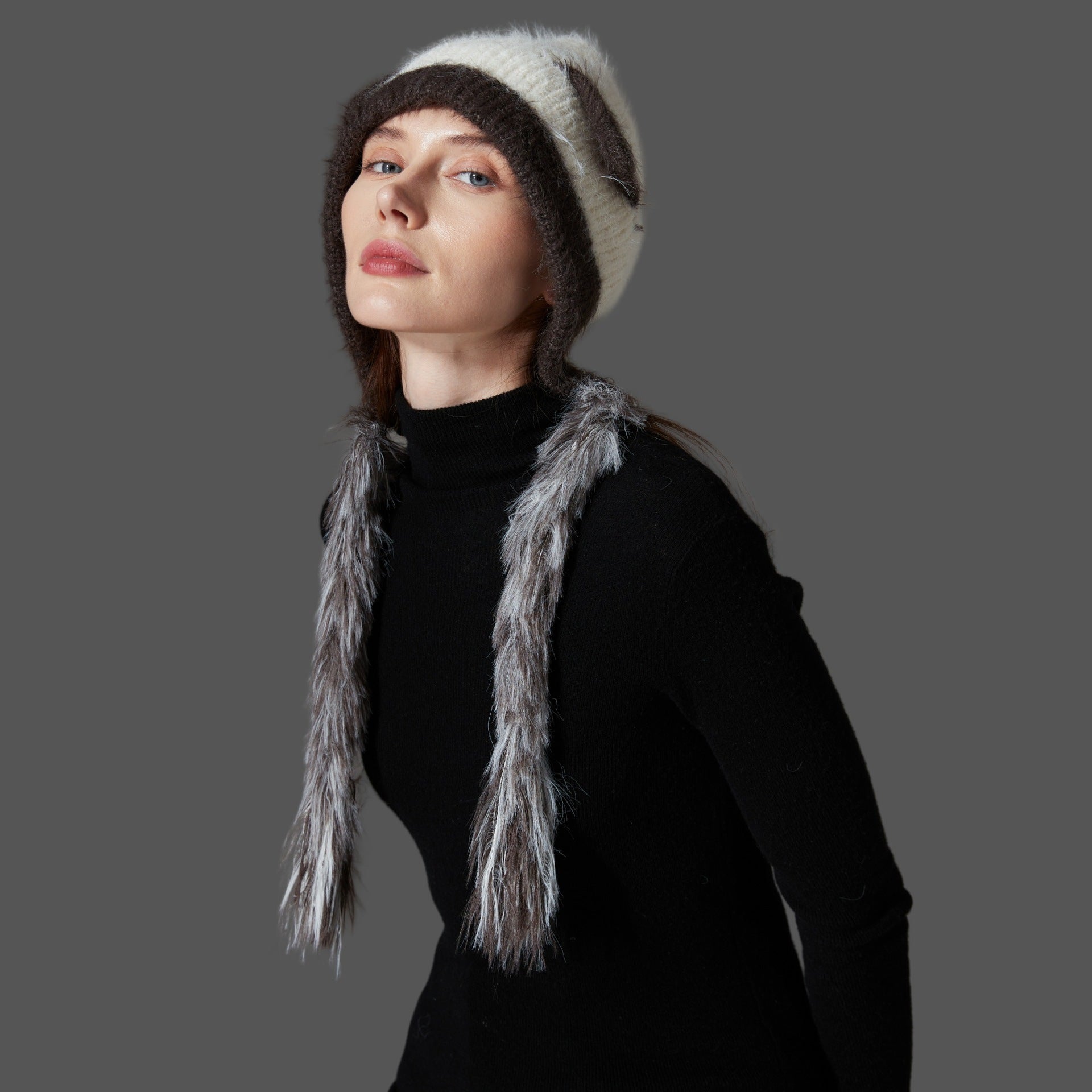 Gorro de lana de visón con orejas de gato y protección para las orejas – Gorro con orejas de animal acogedor