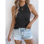 Top sin mangas tipo halter de verano para mujer - Chaleco de punto estilo nadador