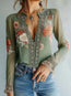 Women’s V-Neck Floral Print Blouse