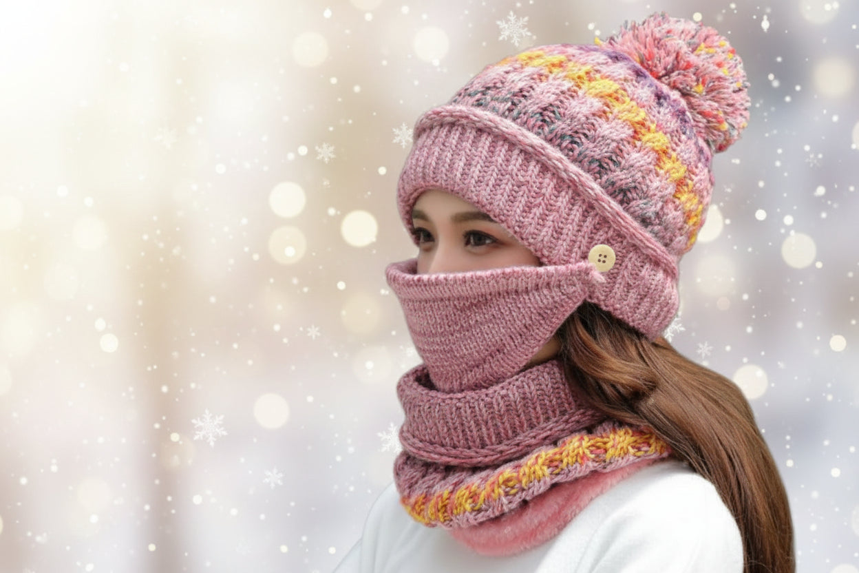 Gorro de punto de invierno de felpa – Gorro de punto suave y cálido para el frío