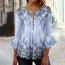 Women’s V-Neck 3/4 Sleeve Button-Front Tunic Blouse