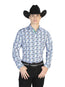 Camisa informal de manga larga azul y blanca 126274