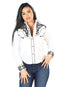 Blusa blanca de estilo western bordada para mujer 126669
