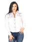 Blusa vaquera blanca bordada para mujer 126681