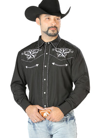 El General Embroidery Western Shirt Black/White 126682
