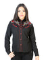 Blusa vaquera negra bordada para mujer 126685