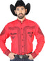 El Señor de los Cielos Charro Embroidery Shirt Red/Black 126689