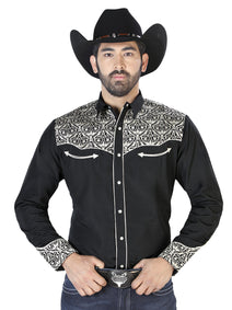 El Señor de los Cielos Embroidery Shirt Black/Beige 126704