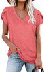 🌸 Camiseta de verano de mujer con cuello en V y manga pétalo – Elegante y fresca
