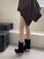 Pointed Toe Mid-Calf High Heel Boots for Women