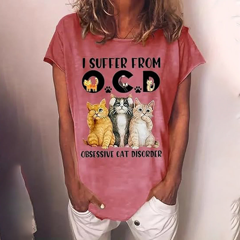 Camiseta Gráfica de Gato Bonito