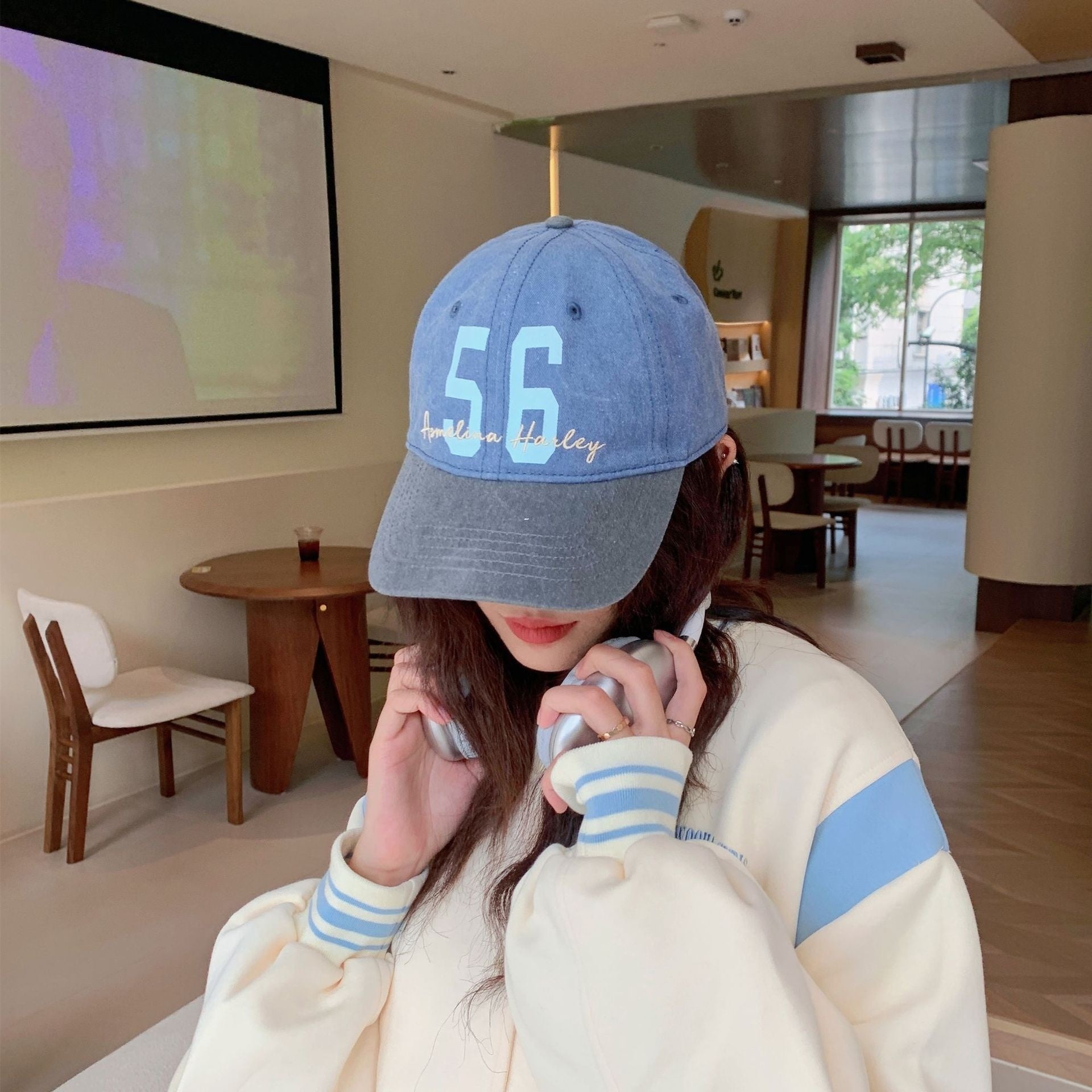 Gorra de béisbol n.º 56 extragrande y profunda — Diseño de adelgazamiento facial a prueba de sol extragrande