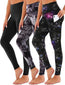 Paquete de 3 leggings capri de yoga de tiro alto con bolsillos inclinados