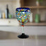 Copas de vino mexicanas sopladas a mano | Diseño de confeti con borde azul