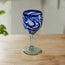 Copa de vino mexicana soplada a mano | Copa con espiral azul cobalto