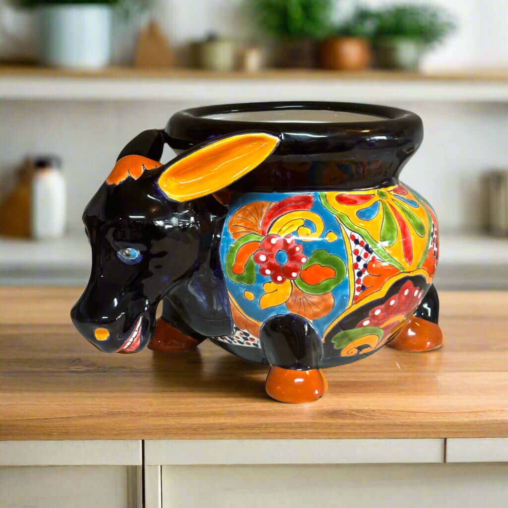 Maceta Vibrante de Burro Talavera | Cerámica Mexicana de Burro