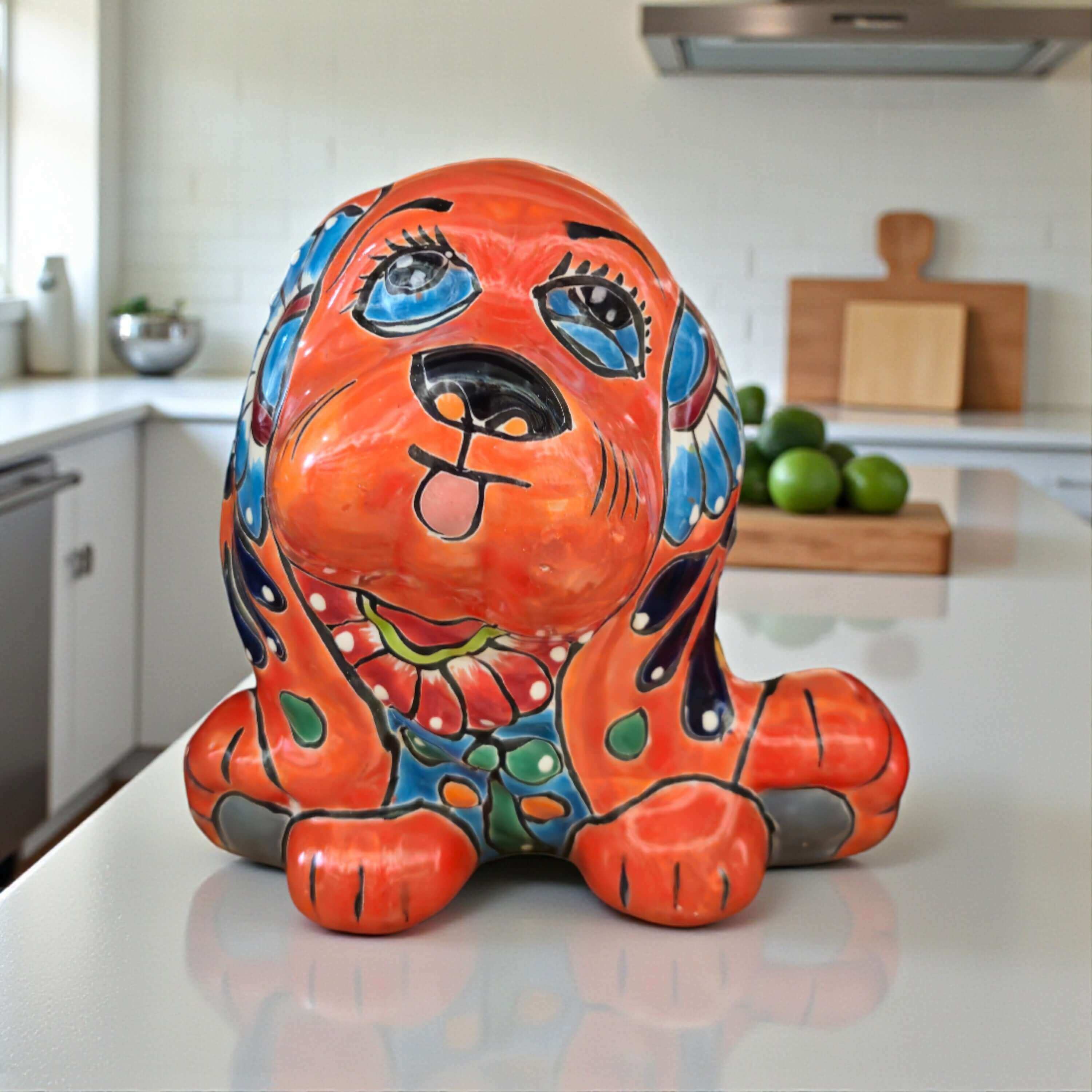 Maceta de Talavera Colorida para Perro | Maceta Mexicana Hecha a Mano