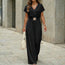 Women's V-Neck Belted Wide-Leg Jumpsuit