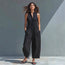 Casual Women’s Buttoned Stand Collar Sleeveless Loose Jumpsuit