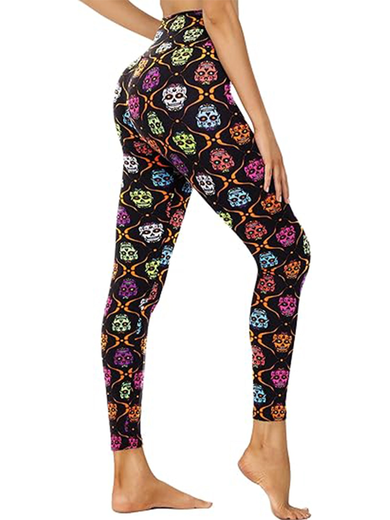 Mallas capri de cintura alta con estampado de calaveras