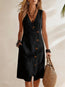 Vestido midi sin mangas con cuello de pico y botones asimétricos para mujer